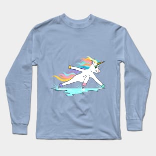 Cute fast ice skating unicorn in great inclined position Long Sleeve T-Shirt